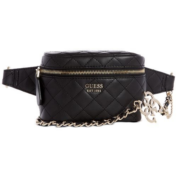 black quilted belt bag